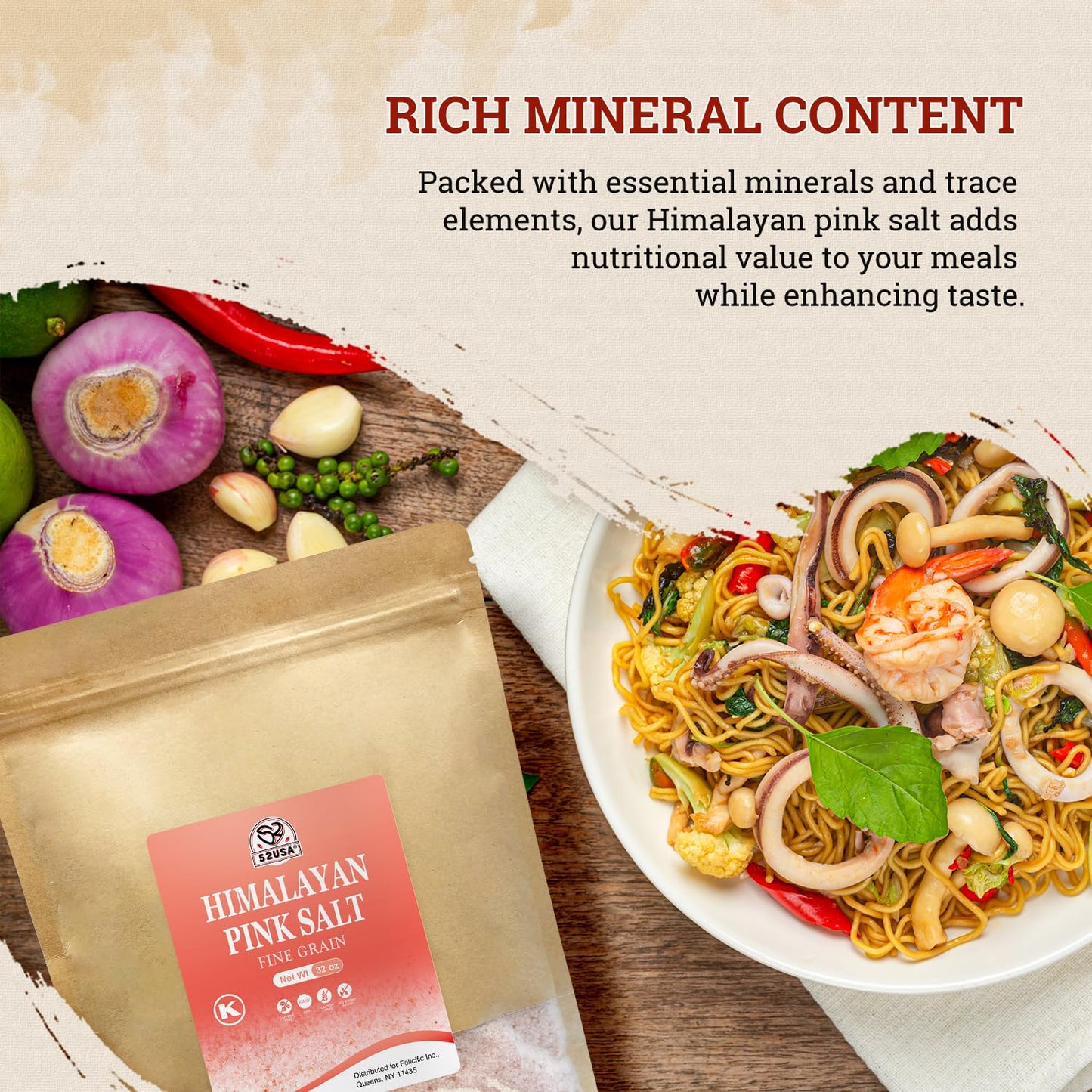 52USA Himalayan Pink Salt Fine, Fine Salt 2 lb, Pink Himalayan Sea Salt, Sea Salt, No Artificial Colors, No Additives, No Gluten, Rock Salt for Grinder Refill, Kosher Salt