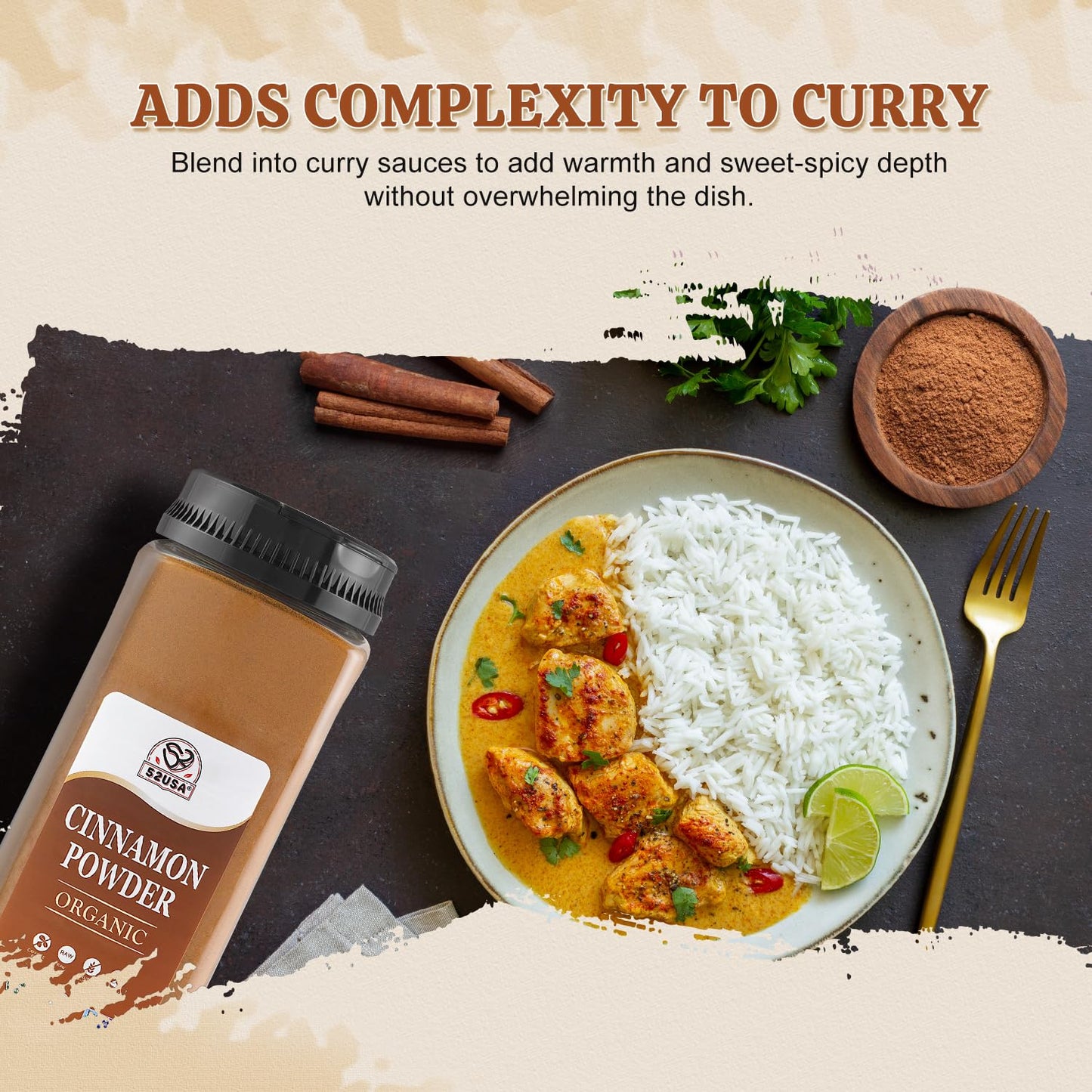 52USA Organic Cinnamon Powder,1 lb (16oz),Pure Ground Cinnamon, 100% Certified,Premium Quality Spice-Great for Baking,Cooking and Drinks,Additive Free, USDA & Kosher Certified, Non-GMO,Gluten Free