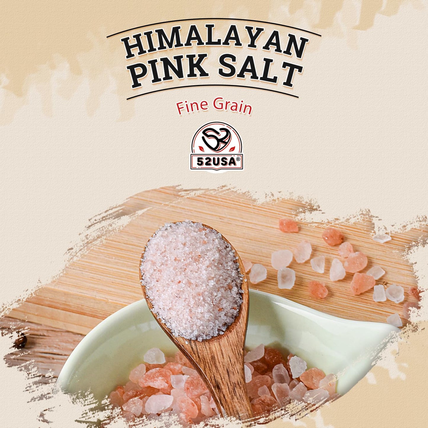 52USA Himalayan Pink Salt Coarse & Fine Combo, 2-Pack (80oz Each), Natural Unrefined Pink Salt, Non-GMO, Kosher Certified, for Grinder & Cooking, Rich in Minerals