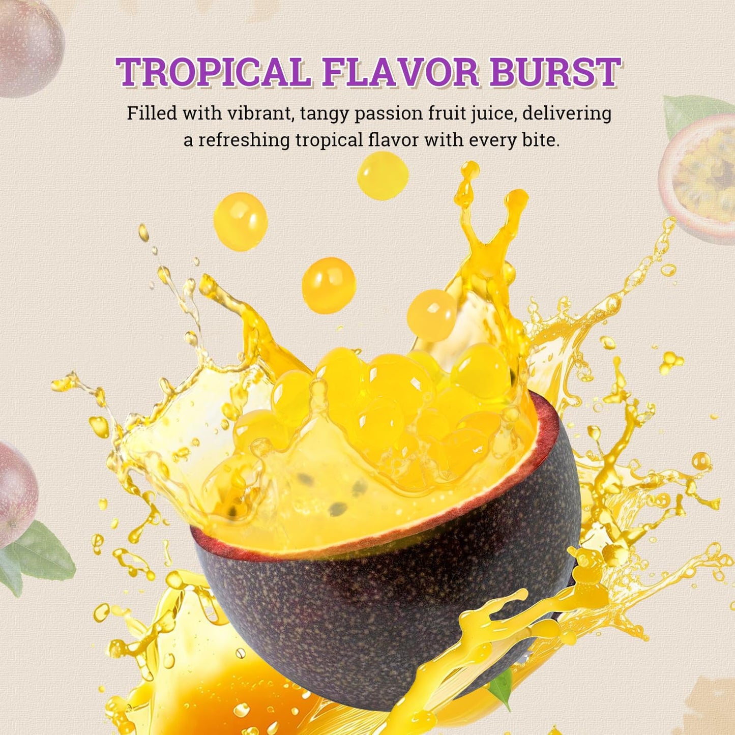 52USA Passion Fruit Popping Boba, 500g