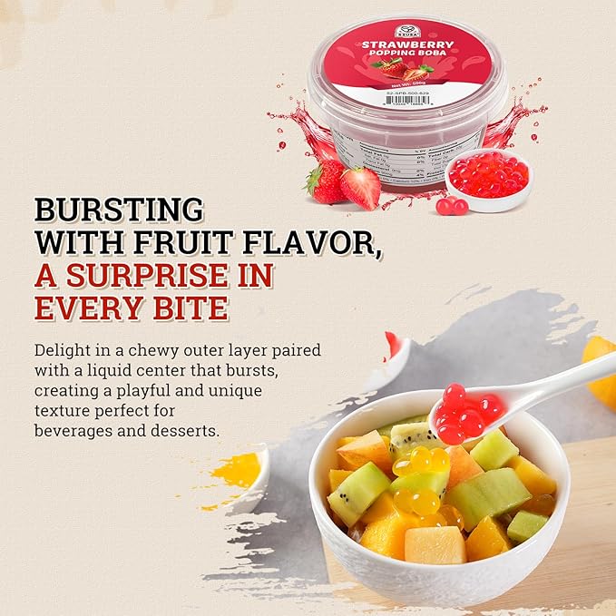 52USA Strawberry, Mango, Blueberry Popping Boba Pearls (3 Pack), Perfect for Bubble Tea, Boba Kit, Smoothies, Ice Cream, Desserts, Beverages 3.3 lb