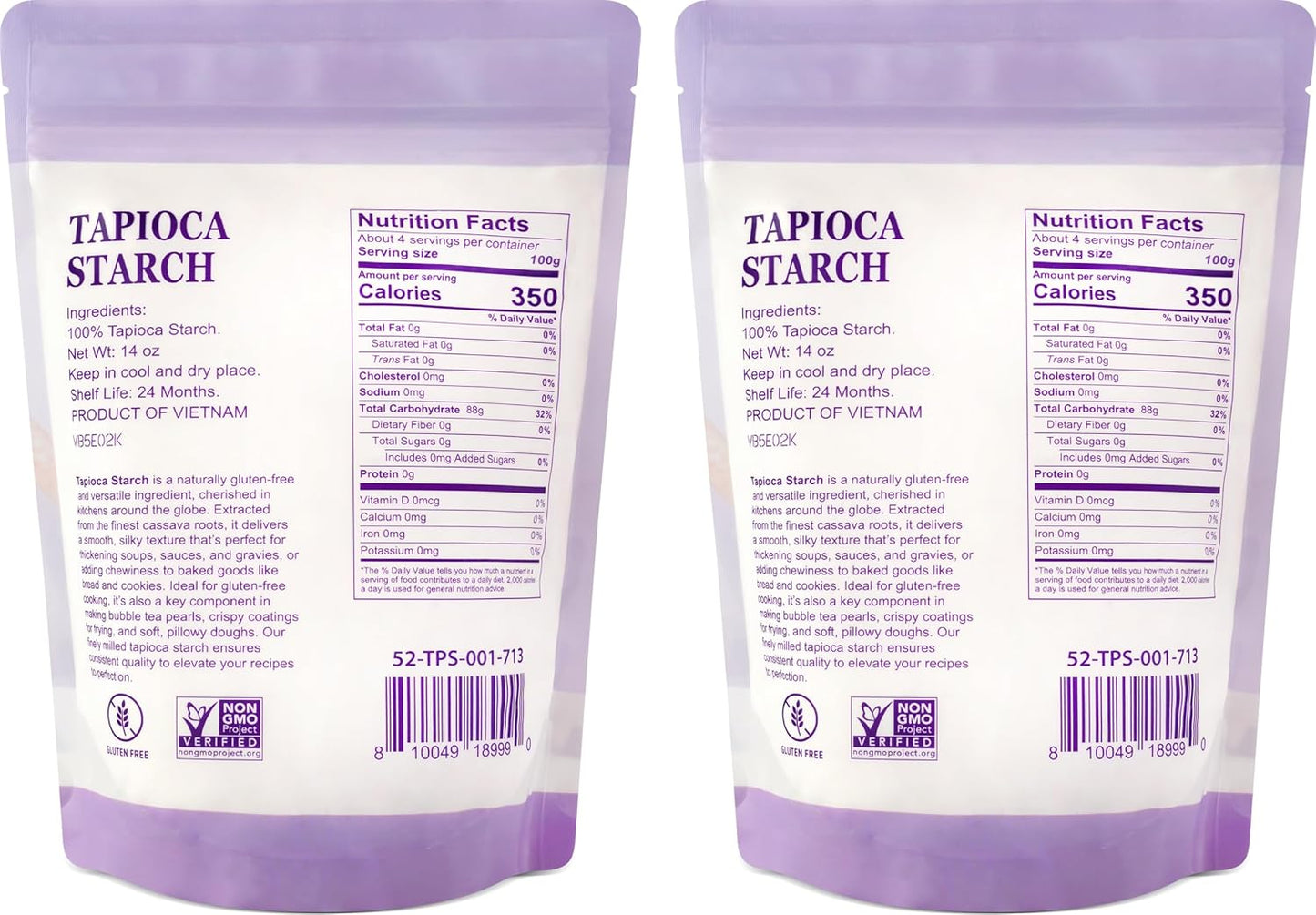 52USA Tapioca Starch – Gluten-Free, All-Natural, 28oz (Pack of 2)