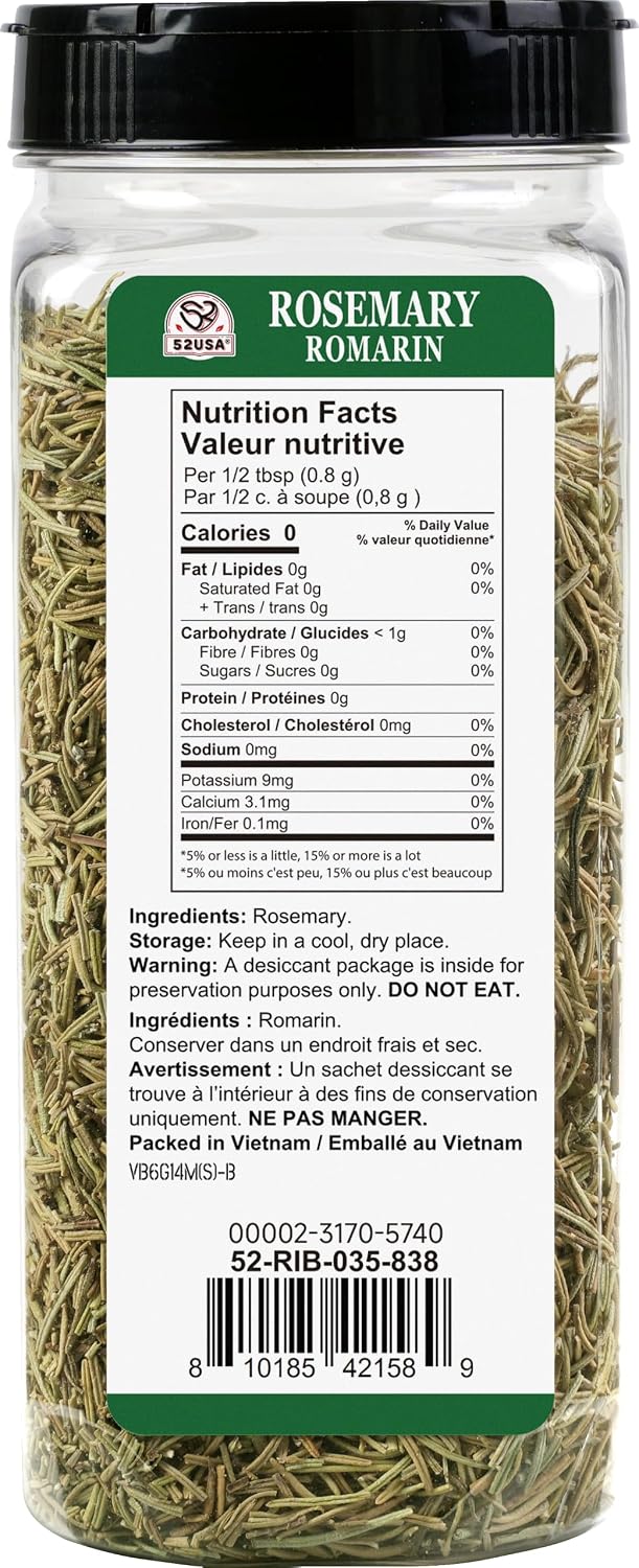 52USA Dried Rosemary Leaves, 3.5 oz (100g)