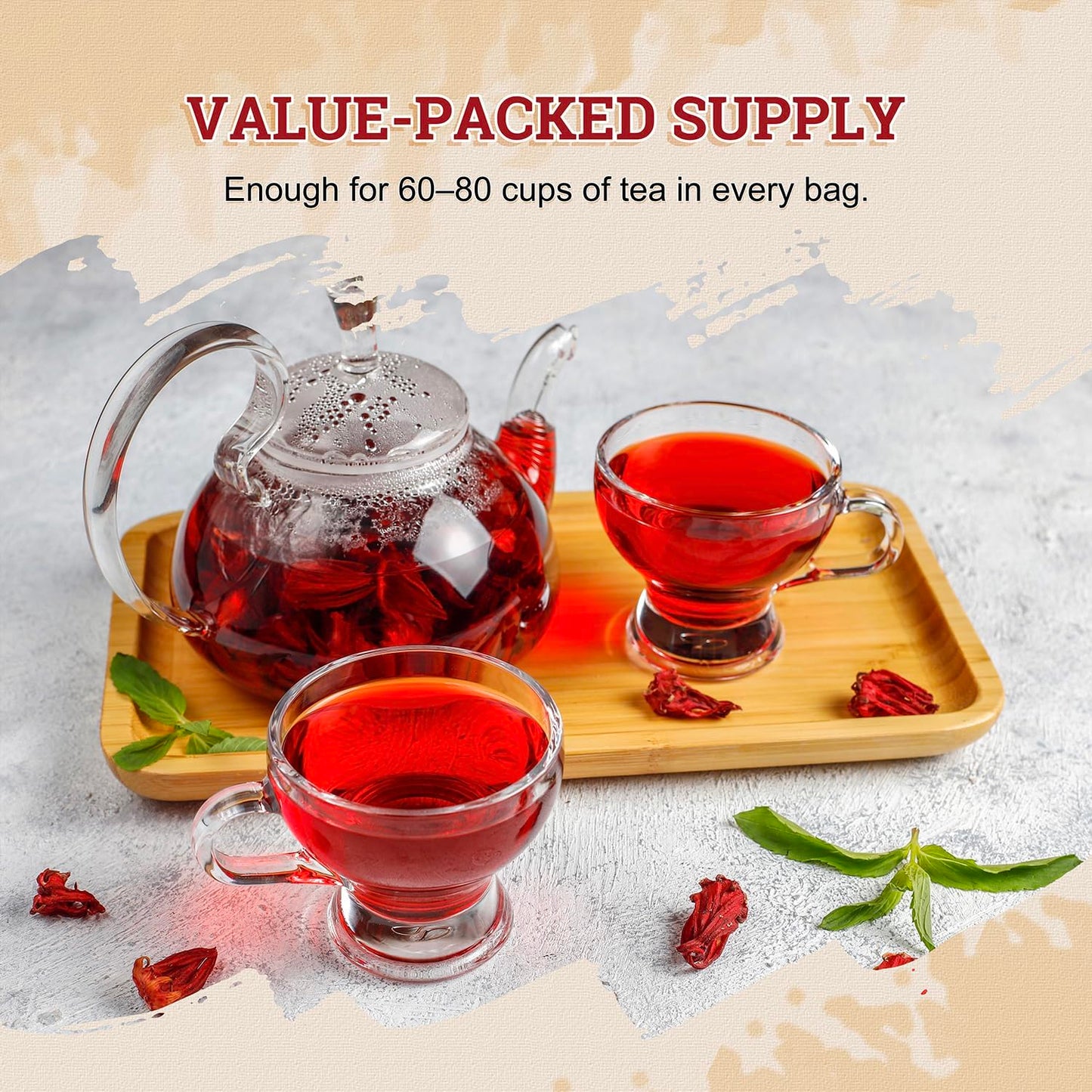 52USA Organic Hibiscus Tea Loose Leaf, Dried Hibiscus Flowers, 1 lb (16oz) | Hibiscus Chai Tea, 100% Certified Organic, Cut and Sifted, Flor de Jamaica, Gluten Free, Non GMO, Herbal Tea (200+cups)
