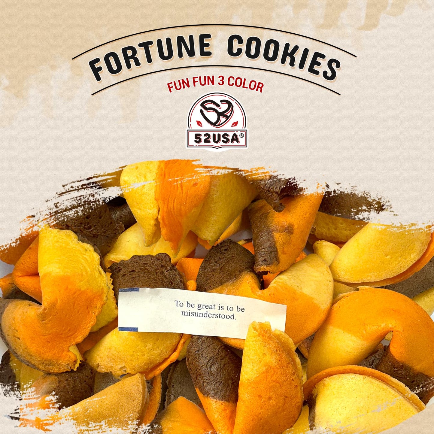 52USA Fortune Cookies, 350pcs, 3-in-1 Flavor