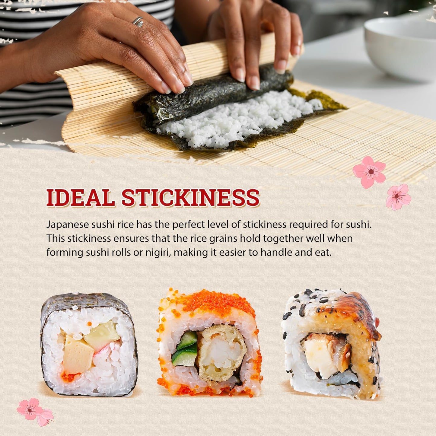 52USA Sushi Rice 2 Pound (Pack of 3), Premium Short Grain Rice | Gluten-Free, Vegan, White Sticky Rice for Sushi and Japanese Food, 96 Ounce (2721g)
