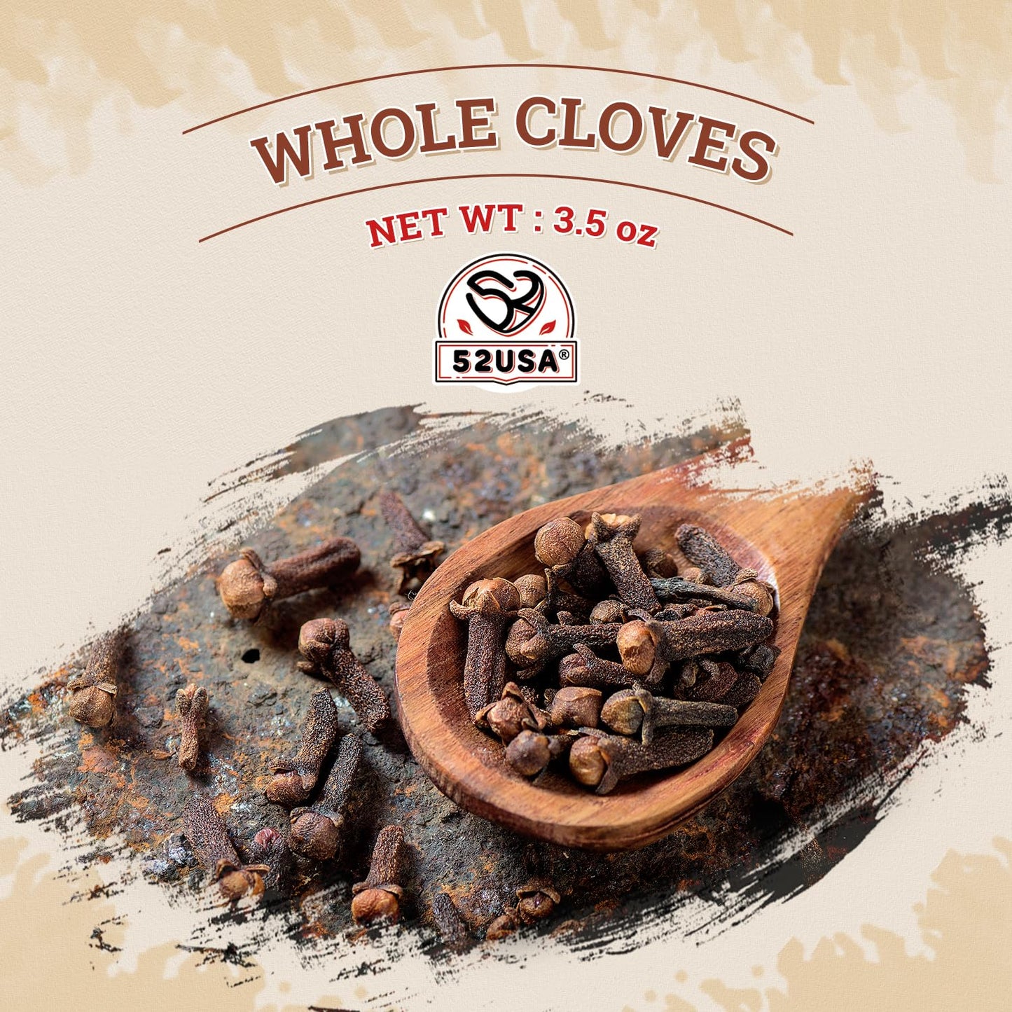 52USA Cloves Whole 3.5 Oz (Pack of 1), Great for Food, Tea, Baking and Meat | All Natural, Non GMO, Kosher, Vegan, Gluten Free