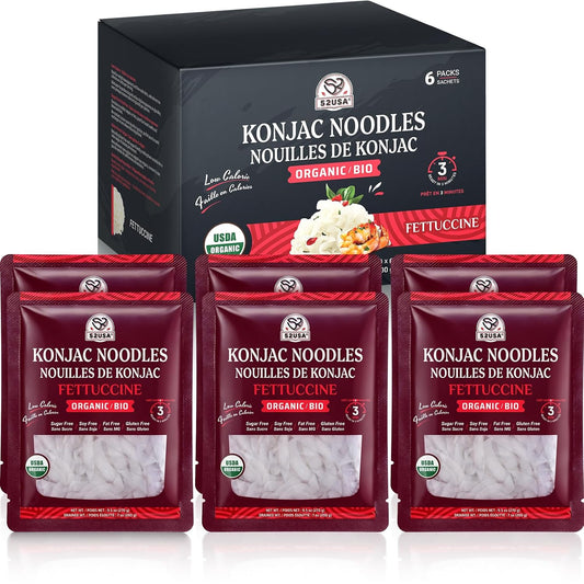 52USA USDA Organic Konjac Fettuccine Noodle, 6 Pack (52.8 oz Total) Low Carb Pasta Konjac Noodles, Keto and Paleo Friendly, Vegan, Gluten-Free, Sugar-Free Shirataki Noodles, Ready to Eat