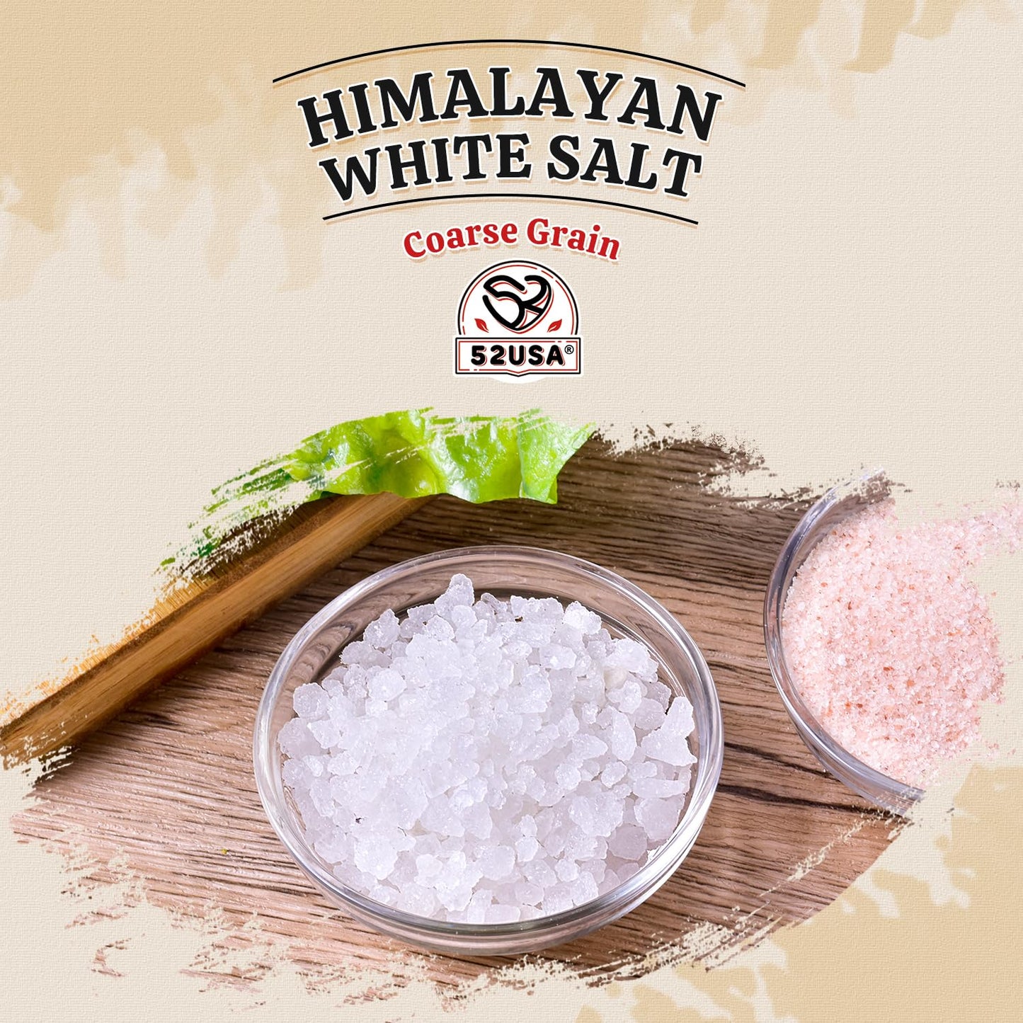 52USA Himalayan White Salt, 16 oz, Salt for Grinder Refill, Coarse Salt 1 Pound, Non-GMO, All Natural Sea Salt, Kosher Salt (Pack of 1)