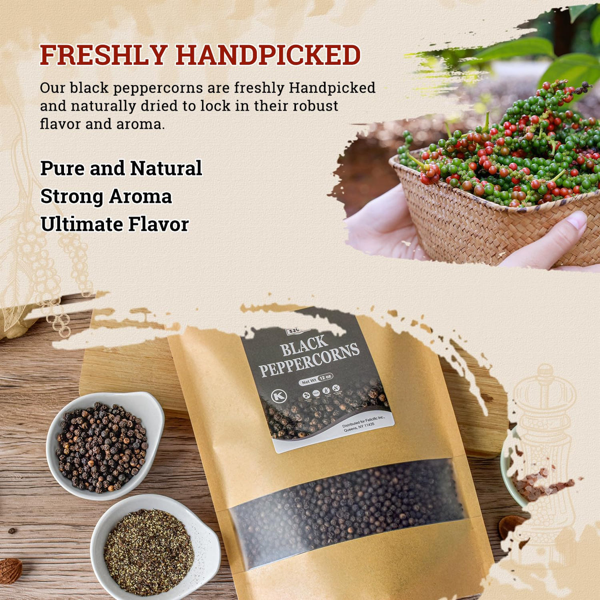 52USA Whole Black Peppercorns 12 Oz + Himalayan Pink Salt 2 LB Coarse Grain Salt and Pepper Grinder, Black Peppercorn Refil, Pink Himalayan Sea Salt, 2 Piece Set