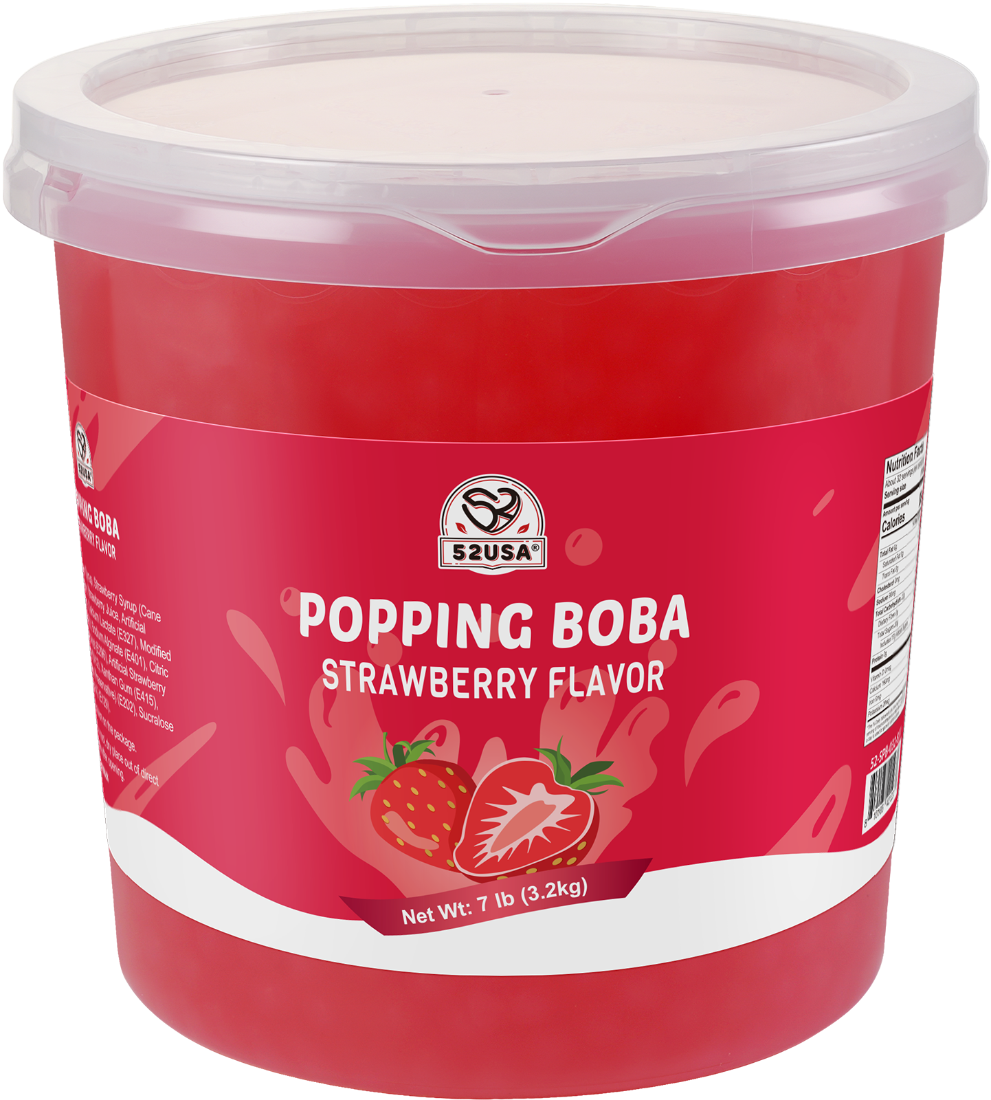 52USA Strawberry Popping Boba Peals 7.05 Pounds, Bursting Boba Pearls for Bubble Tea, Beverages, Ice Cream, Shakes, Yogurt, Desserts, Smoothies & Drinks Toppings