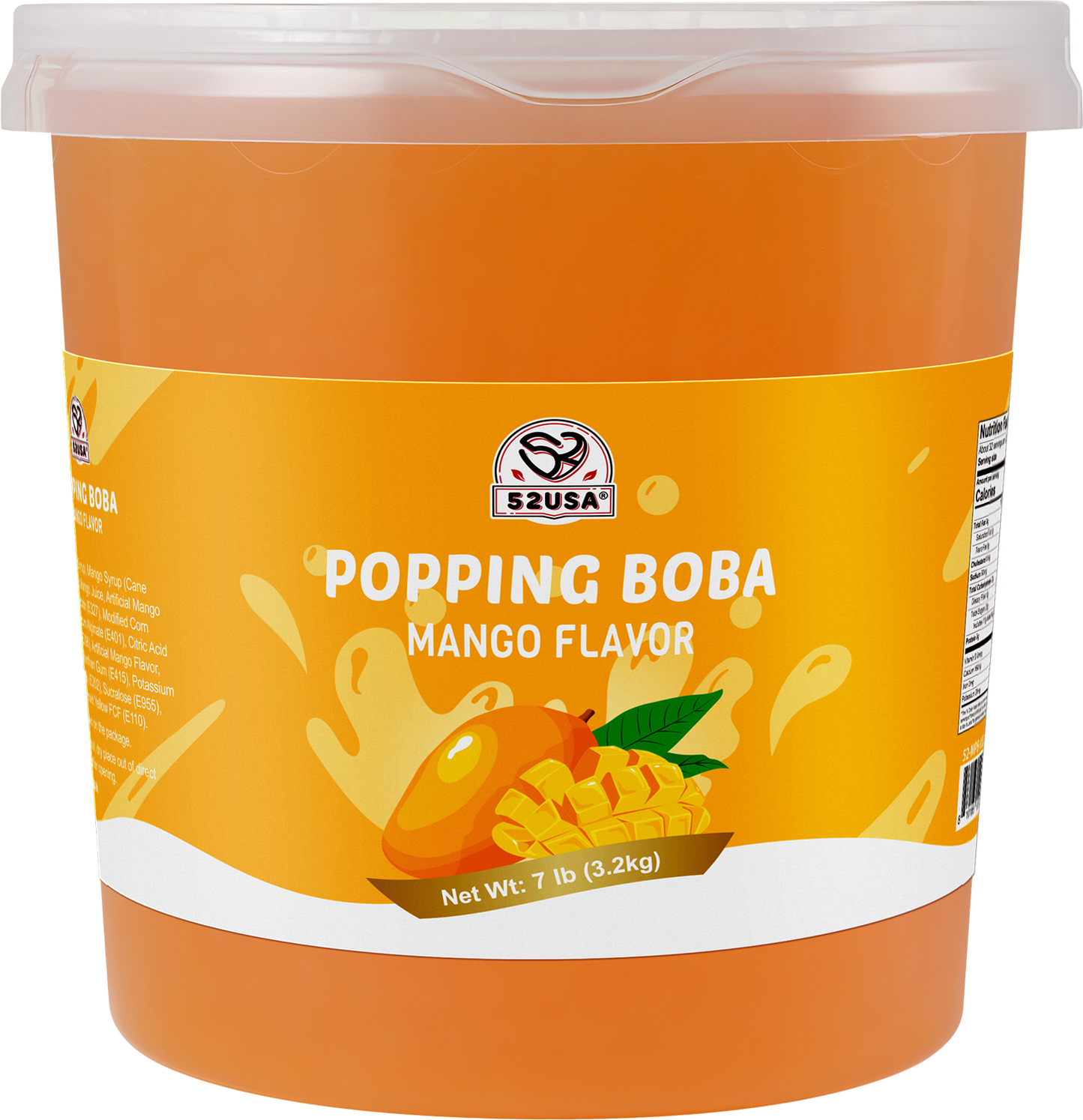 52USA Mango Popping Boba Peals 7.05 Pound, Bursting Boba Pearls for Bubble Tea, Beverages, Ice Cream, Shakes, Yogurt, Desserts, Smoothies & Drinks Toppings