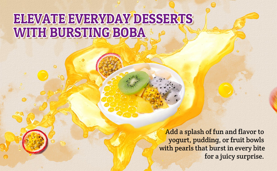 52USA Passion Fruit Popping Boba Peals 7.05 Pound (3.2kg), Bursting Boba Pearls for Bubble Tea, Beverages, Ice Cream, Shakes, Yogurt, Desserts, Smoothies & Drinks Toppings