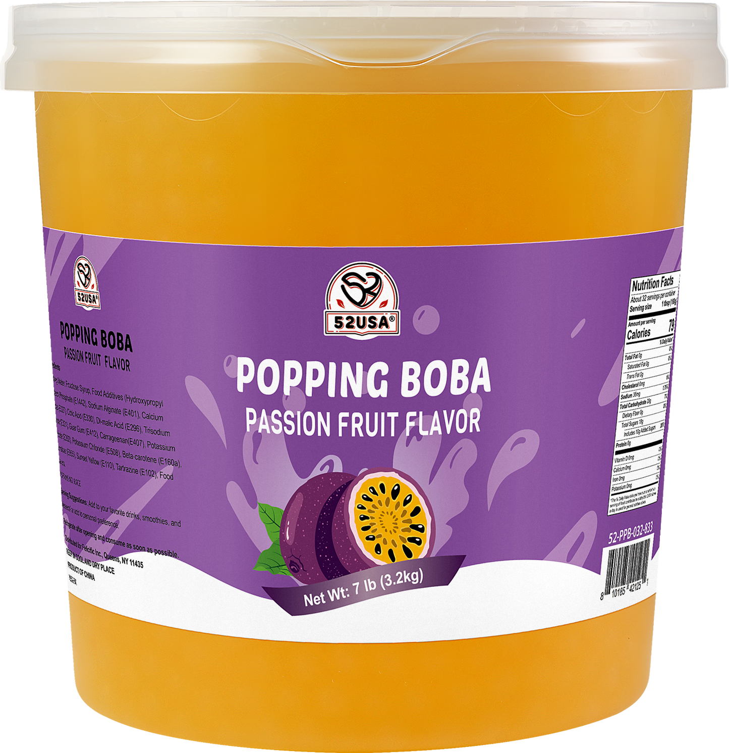52USA Passion Fruit Popping Boba (7 lb / 3.2 kg)