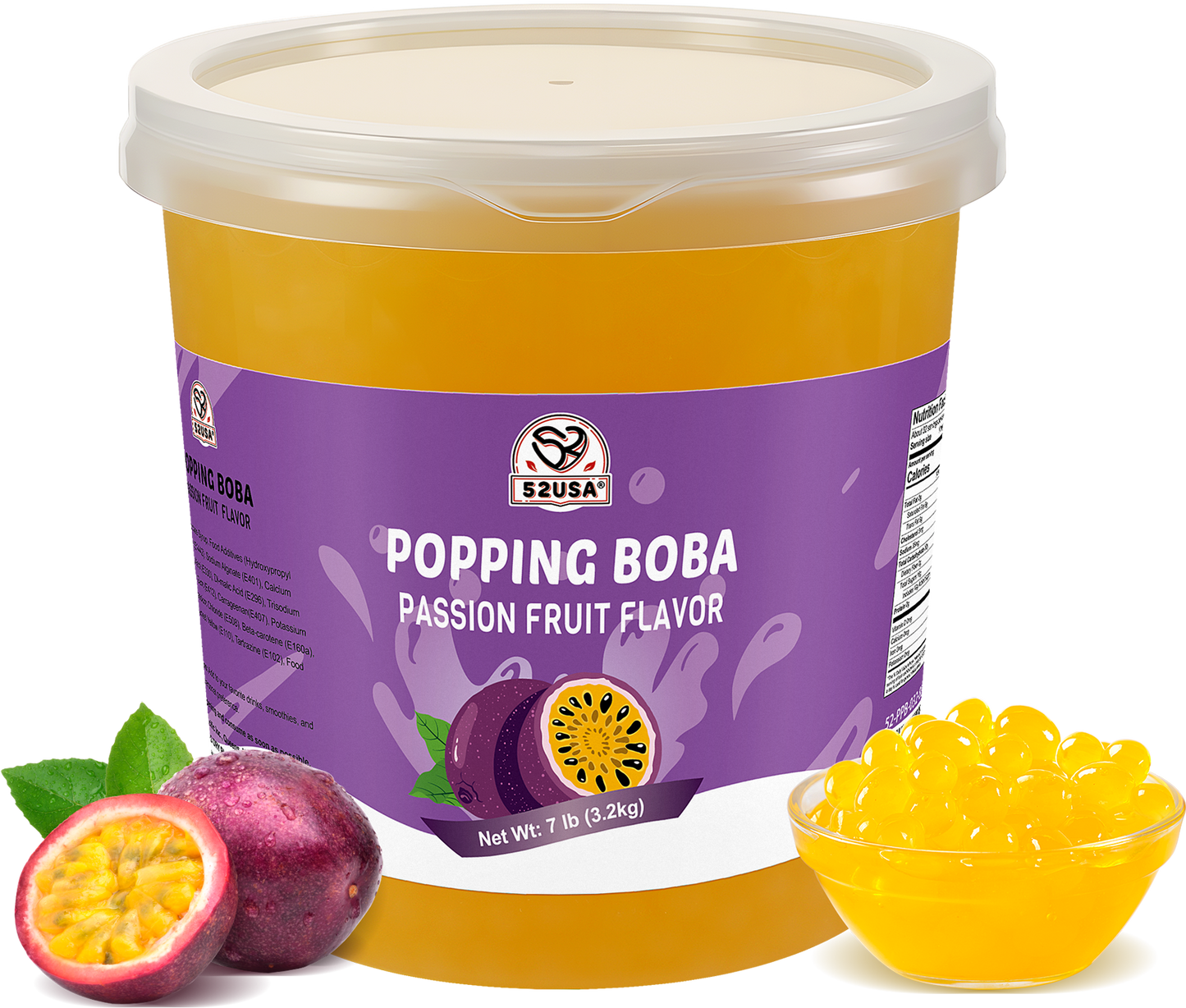 52USA Passion Fruit Popping Boba (7 lb / 3.2 kg)