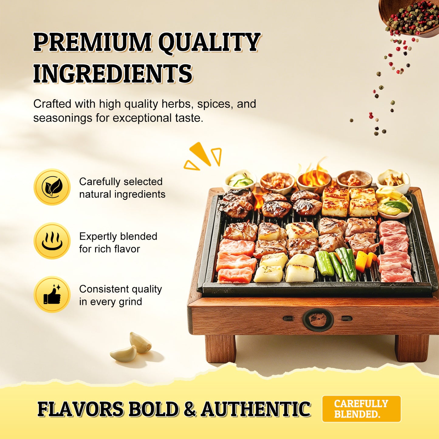 52usa Spice Seasoning Set of 9 with Integrated Grinders, Individual Spice Grinder, Pure and Fresh Perfect for BBQ Seasoning Gift Set, Grilling Spice, Pepper Grinder