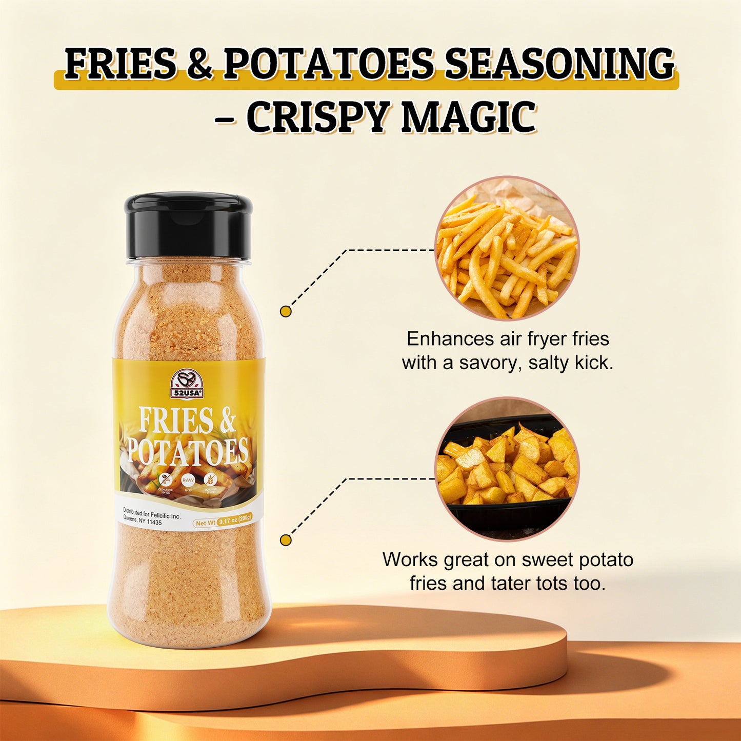 52USA 4 packs Air Fryer seasonings 250ml PET shakers