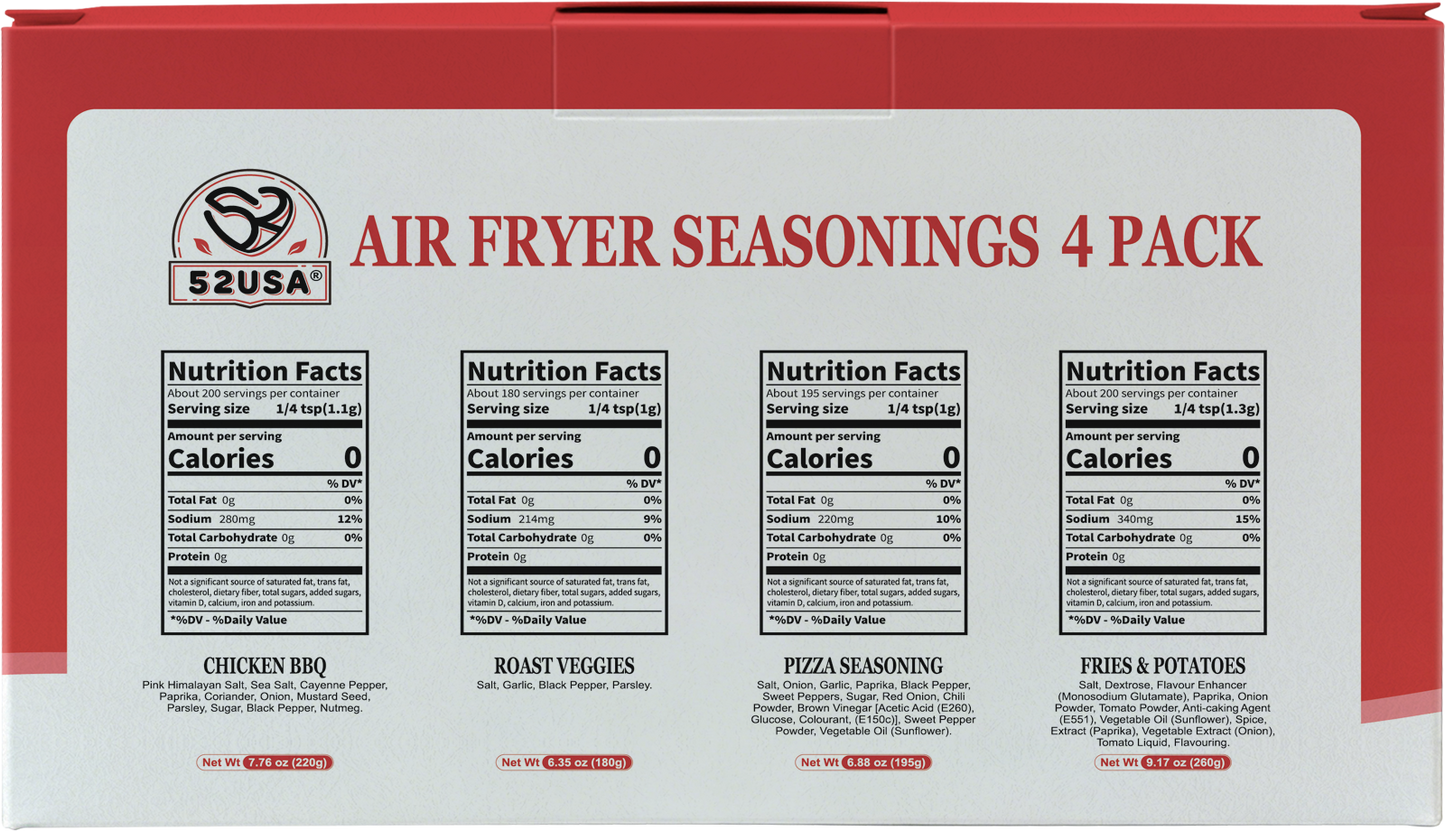 52USA 4 packs Air Fryer seasonings 250ml PET shakers