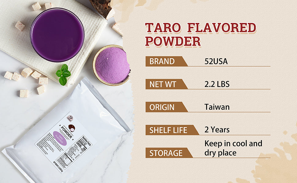 52USA Taro Flavored Powder 1kg – Premium Mix for Bubble Tea, Smoothies, Milk Tea & Desserts