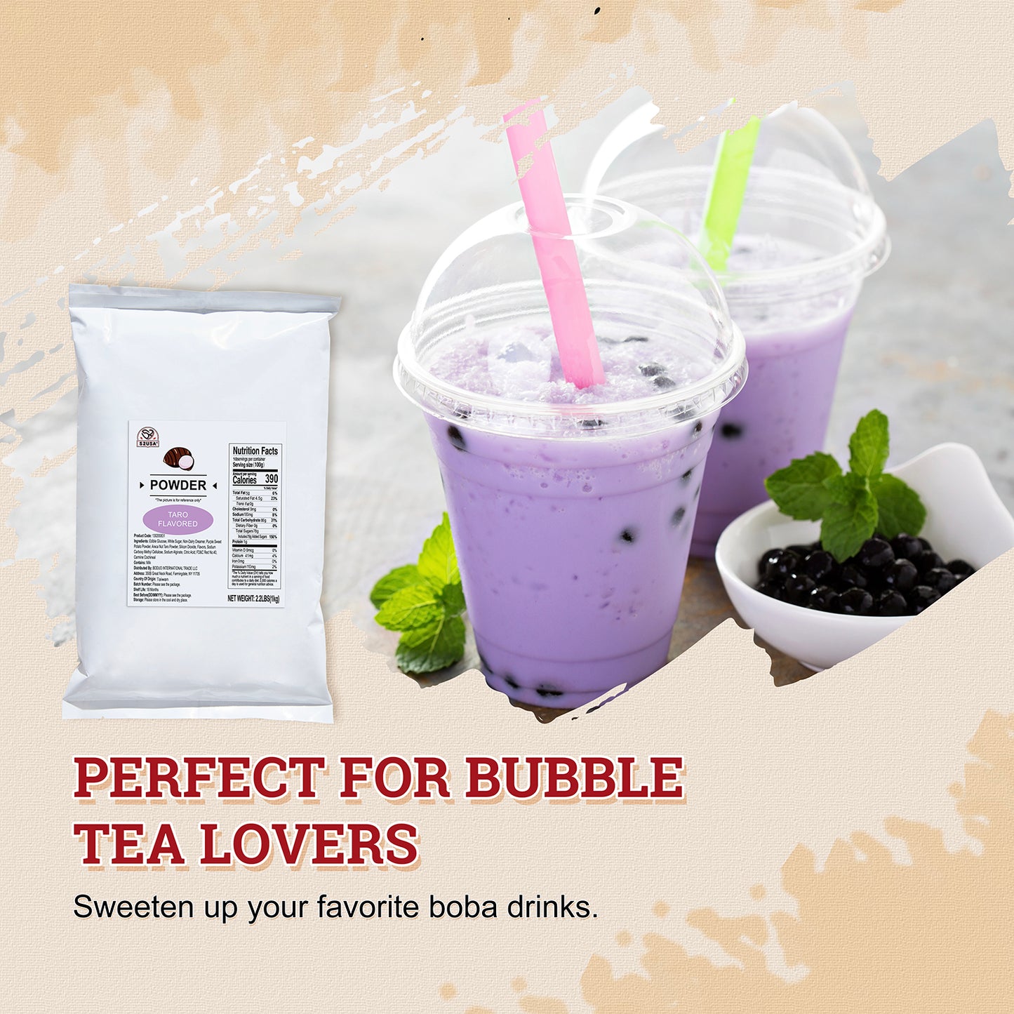 52USA Taro Flavored Powder 1kg – Premium Mix for Bubble Tea, Smoothies, Milk Tea & Desserts