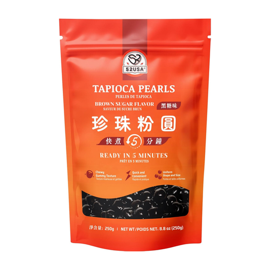 52USA Black Sugar Boba Tapioca Pearls – 8.8oz (250g), Pack of 1