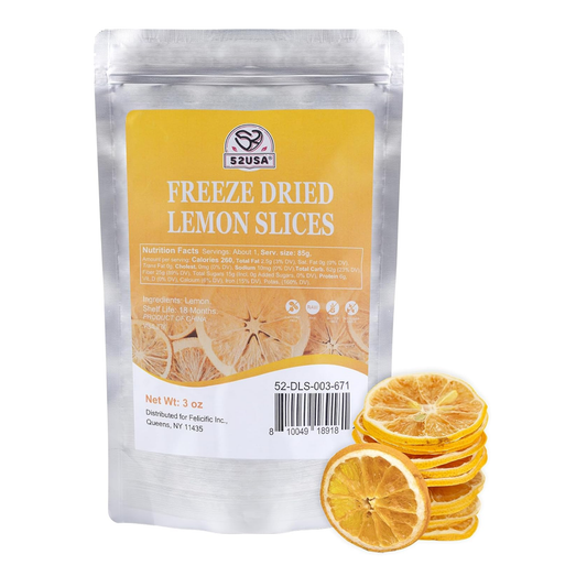 52USA Freeze-Dried Lemon Slices – 3oz, All-Natural