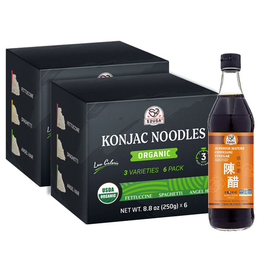 52USA USDA Organic Konjac Shirataki Noodle, Low Carb Pasta 52.8 Oz, 6 Pack 3 Variety-Angel Hair, Fettuccine, Spaghetti Noodles, Keto and Paleo Friendly, Low Calorie, Sugar Free, Vegan, Ready to Eat