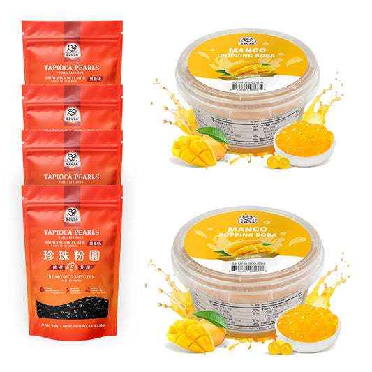52USA Boba Tapioca Pearl, Black Sugar Flavor, Fresh Bubble Tea Pearl, 8.8 Oz (250 g), Black Tapioca Pearl For Bubble Tea, Ready in 5 Minutes (Pack of 1)