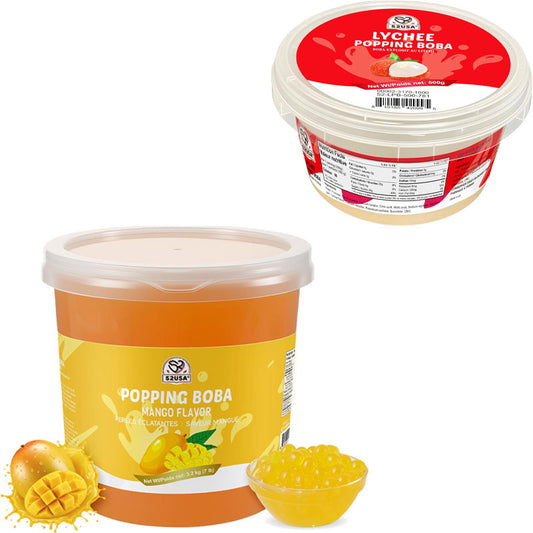 52USA Lychee Popping Boba (500g), Popping Pearls for Bubble Tea, Beverages, Sweets, Ice Cream, Shakes, Desserts & Smoothies Topping, 1.1 Pound (Pack of 1)