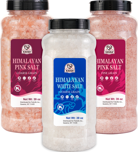 52USA Himalayan Pink Salt, Coarse Grain, 39 oz (2.4 LB), Pink Himalayan Sea Salt, Kosher Salt, Sea Salt for Grinder Refill, Himalayan Salt