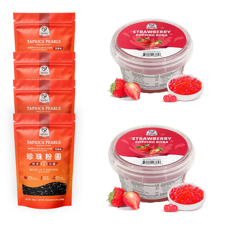 52USA Boba Tapioca Pearl, Black Sugar Flavor, Fresh Bubble Tea Pearl, 8.8 Oz (250 g), Black Tapioca Pearl For Bubble Tea, Ready in 5 Minutes (Pack of 1)