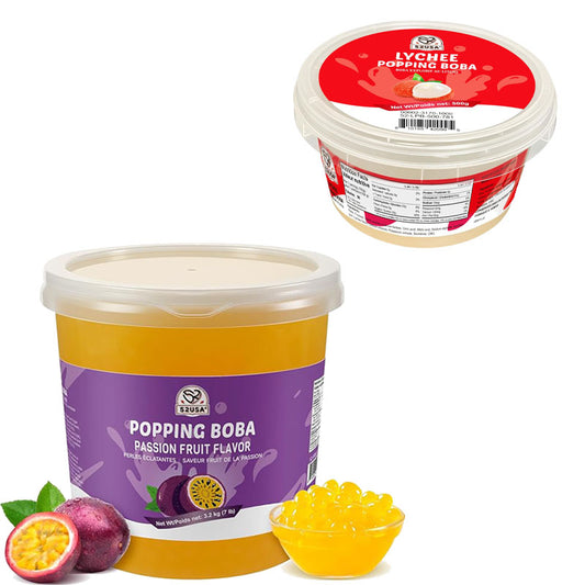 52USA Passion Fruit Popping Boba Peals 7.05 Pound (3.2kg), Bursting Boba Pearls for Bubble Tea, Beverages, Ice Cream, Shakes, Yogurt, Desserts, Smoothies & Drinks Toppings
