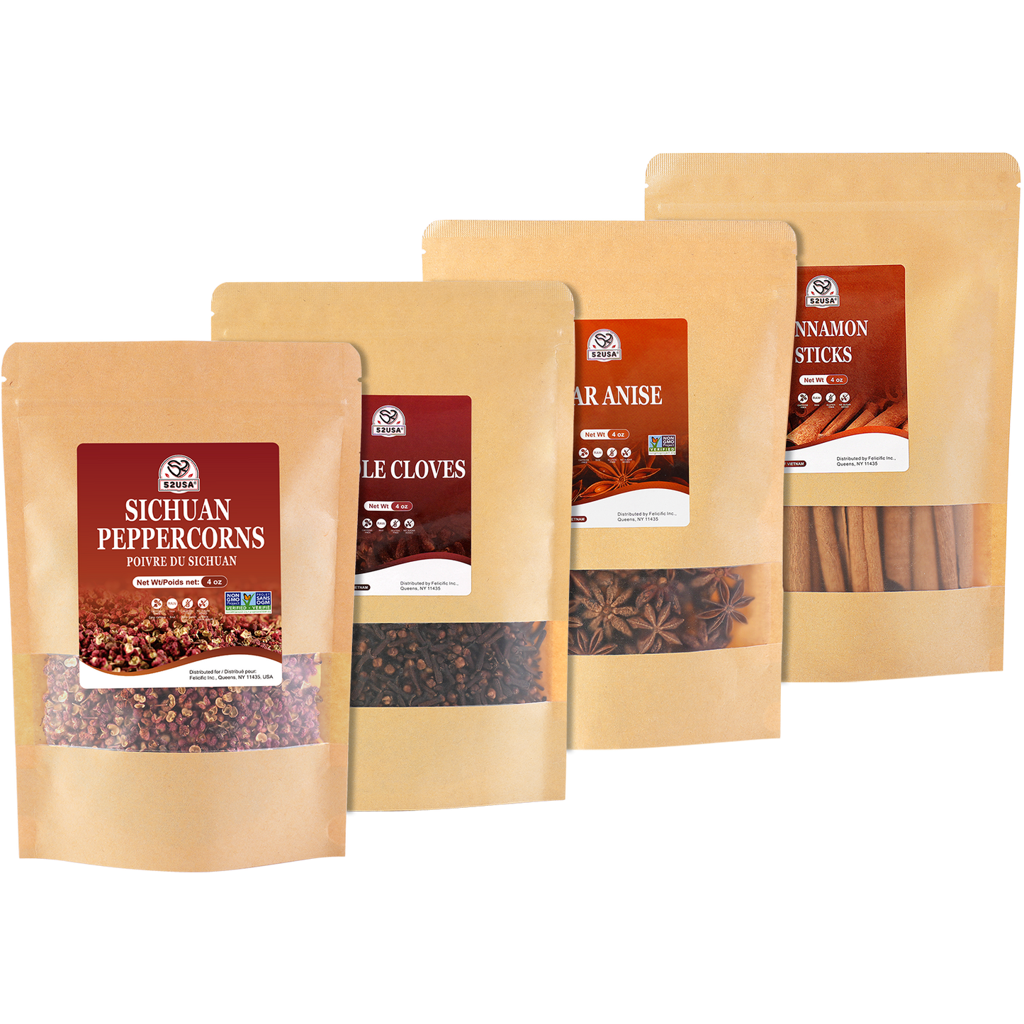 52USA Sichuan Peppercorn, Szechuan Peppercorns(4OZ), Authentic Szechuan Red Peppercorn, Less Seeds, Strong Flavor, Whole Sichuan Red Peppercorns, Tingly Numbness, Key for Mapo Tofu and Sichuan Dishes