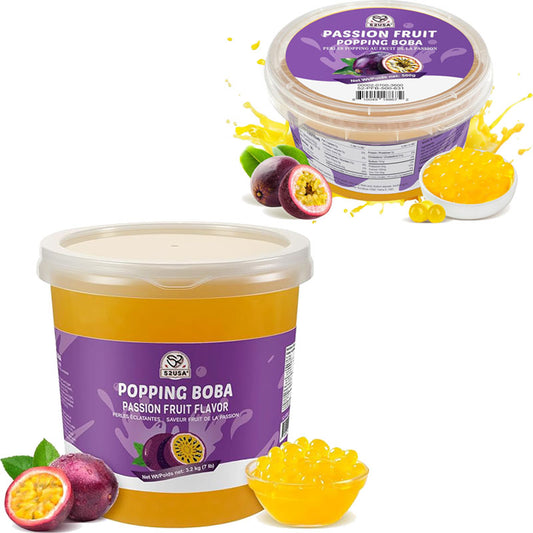 52USA Passion Fruit Popping Boba Peals 7.05 Pound (3.2kg), Bursting Boba Pearls for Bubble Tea, Beverages, Ice Cream, Shakes, Yogurt, Desserts, Smoothies & Drinks Toppings