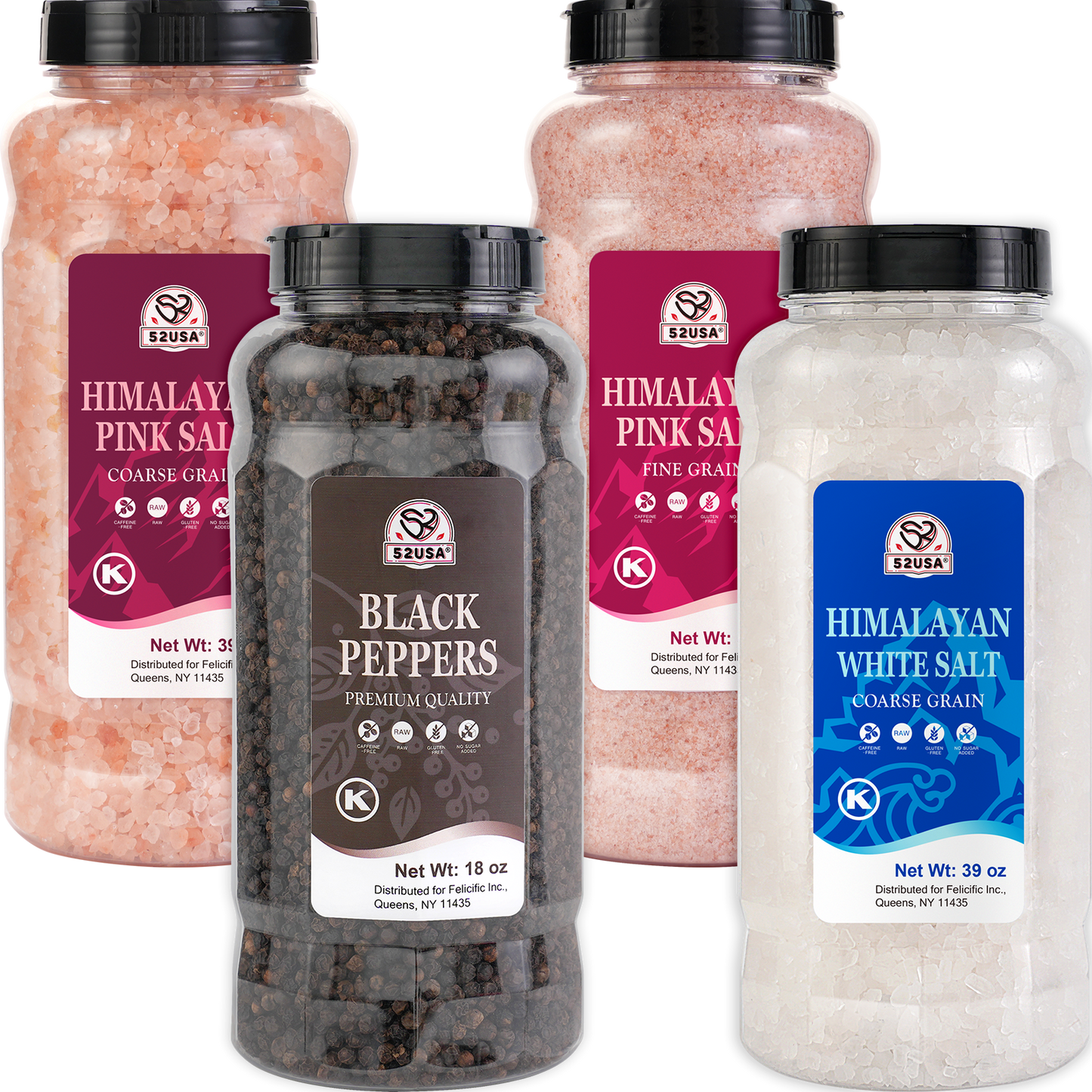52USA Himalayan Pink Salt, Fine Grain, 39oz (2.4 LB), Pink Himalayan Sea Salt, Himalayan Salt, Kosher Salt, Rock Salt for Grinder Refill