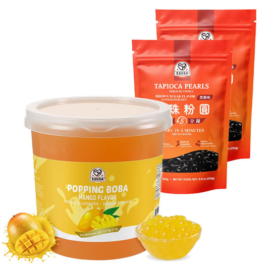 52USA Boba Tapioca Pearl, Black Sugar Flavor, Fresh Bubble Tea Pearl, 8.8 Oz (250 g), Black Tapioca Pearl For Bubble Tea, Ready in 5 Minutes (Pack of 1)