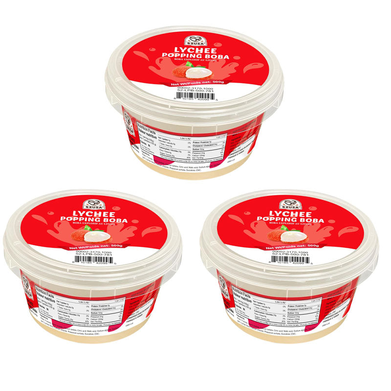 52USA Lychee Popping Boba (500g), Popping Pearls for Bubble Tea, Beverages, Sweets, Ice Cream, Shakes, Desserts & Smoothies Topping, 1.1 Pound (Pack of 1)