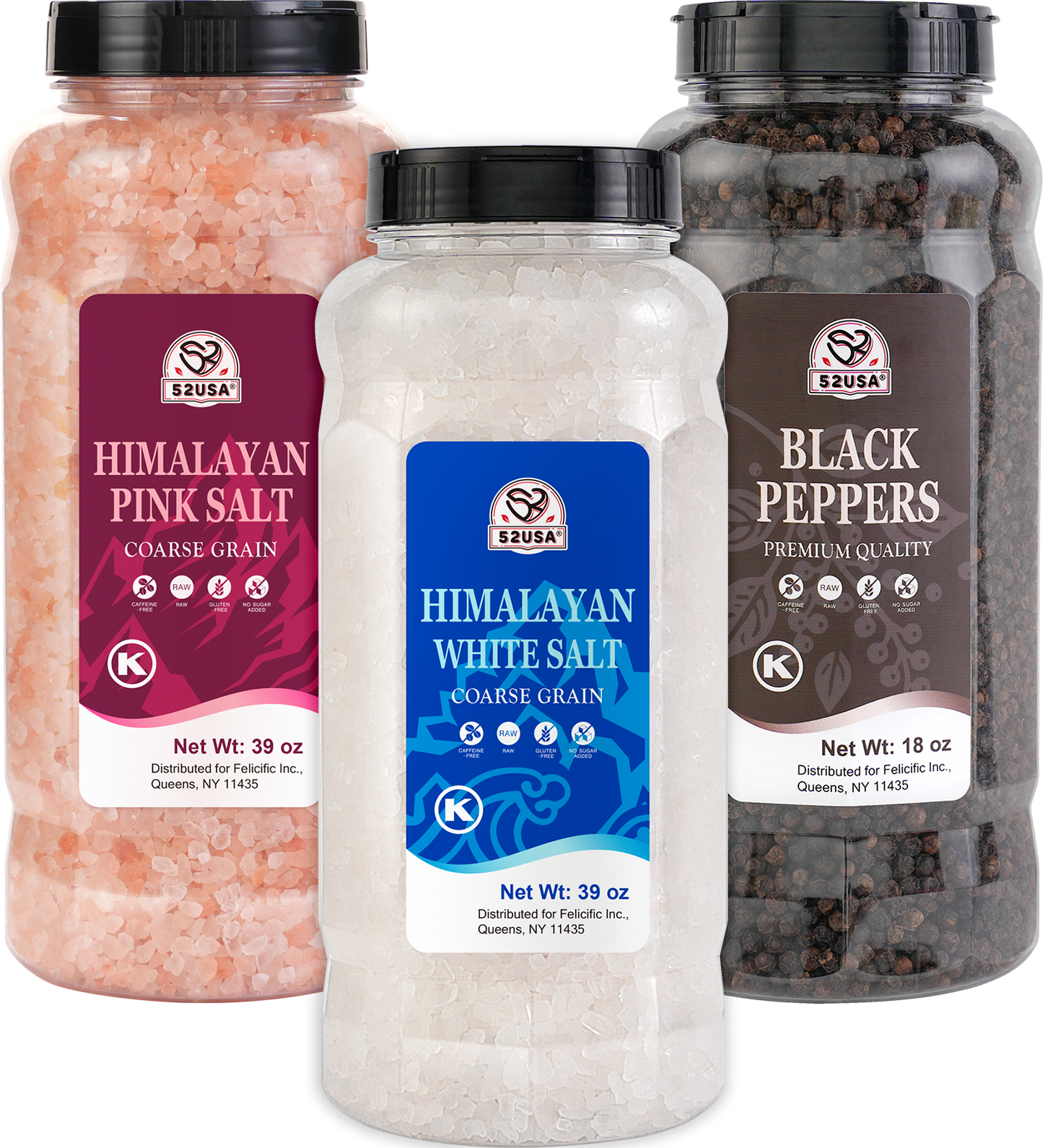52USA Himalayan White Salt Coarse, Sea Salt for Grinder Refill, 39 oz (2.4 Pound), Pure Nature Himalayan Salts, Coarse Salts Perfect for Cooking, BBQ, Baking, Kosher Salt