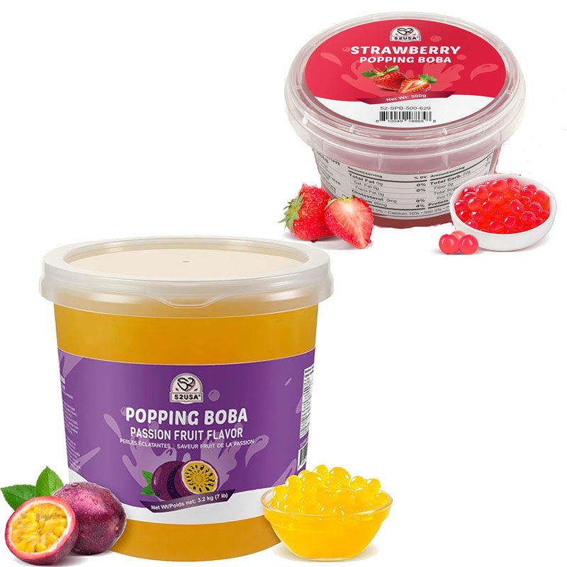 52USA Blueberry Popping Boba (500g), Popping Pearls for Bubble Tea, Beverages, Sweets, Ice Cream, Shakes, Desserts & Smoothies Topping, 1.1 Pound (Pack of 1)