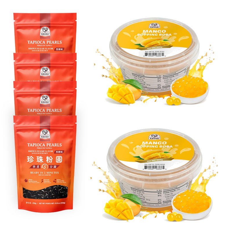 52USA Mango Popping Boba (500g), Popping Pearls for Bubble Tea, Beverages, Sweets, Ice Cream, Shakes, Desserts & Smoothies Topping, 1.1 Pound (Pack of 1)