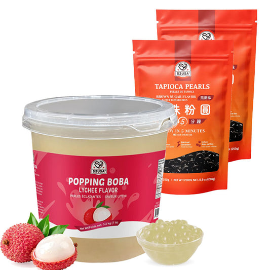 52USA Boba Tapioca Pearl, Black Sugar Flavor, Fresh Bubble Tea Pearl, 8.8 Oz (250 g), Black Tapioca Pearl For Bubble Tea, Ready in 5 Minutes (Pack of 1)