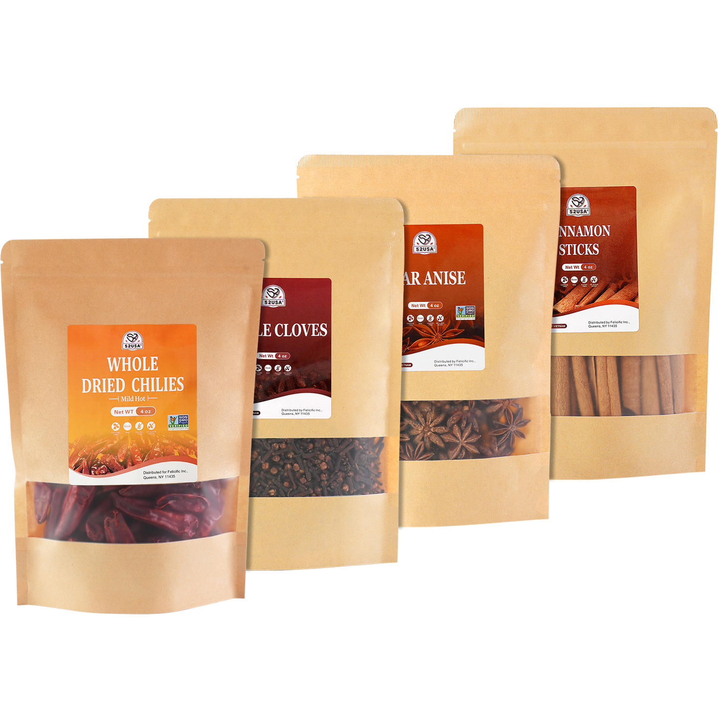 52USA Dried Chilli Peppers, Whole Dried Chilies 4 oz, Mild Spicy Chili Peppers, 100% Natural & Premium Sichuan Red Dry Chilis, Red Chili Peppers, Dry Sichuan Chile Peppers Great for Mexican Recipes