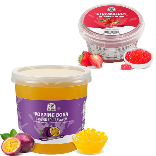 52USA Passion Fruit Popping Boba Peals 7.05 Pound (3.2kg), Bursting Boba Pearls for Bubble Tea, Beverages, Ice Cream, Shakes, Yogurt, Desserts, Smoothies & Drinks Toppings