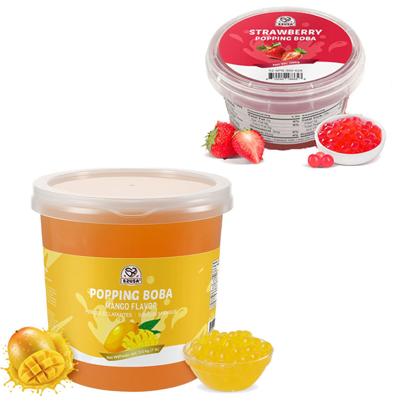 52USA Mango Popping Boba Peals 7.05 Pound, Bursting Boba Pearls for Bubble Tea, Beverages, Ice Cream, Shakes, Yogurt, Desserts, Smoothies & Drinks Toppings