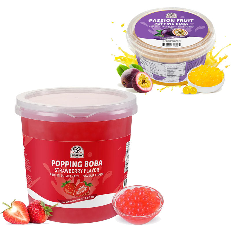 52USA Strawberry Popping Boba Peals 7.05 Pounds, Bursting Boba Pearls for Bubble Tea, Beverages, Ice Cream, Shakes, Yogurt, Desserts, Smoothies & Drinks Toppings