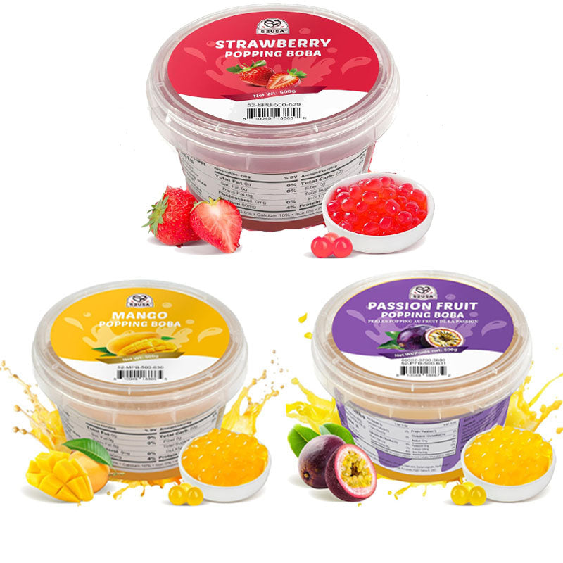 52USA Passion Fruit Popping Boba (500g), Popping Pearls for Bubble Tea, Beverages, Sweets, Ice Cream, Shakes, Desserts & Smoothies Topping, 1.1 Pound (Pack of 1)